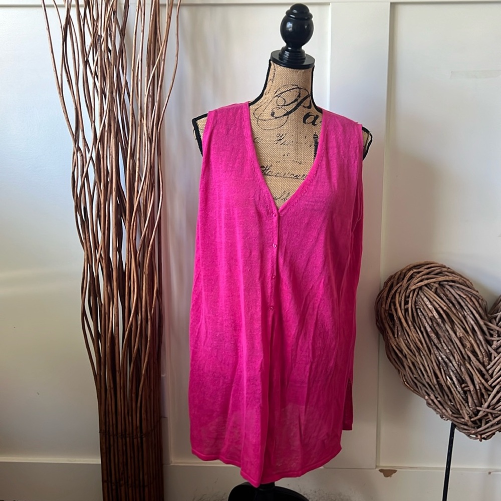 Zara Hot Pink Button Front Knit Vest